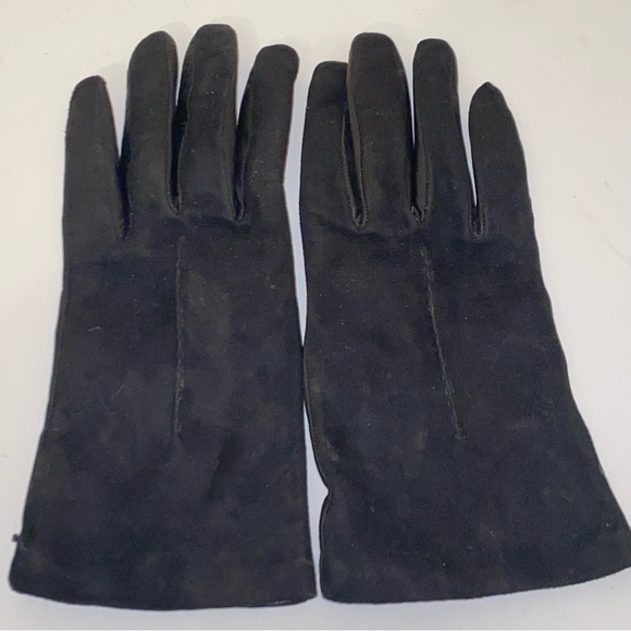 Vintage Montefusco Black Leather 100% Wool Lined Gloves Sz 8 Made in Italy - Picture 9 of 9